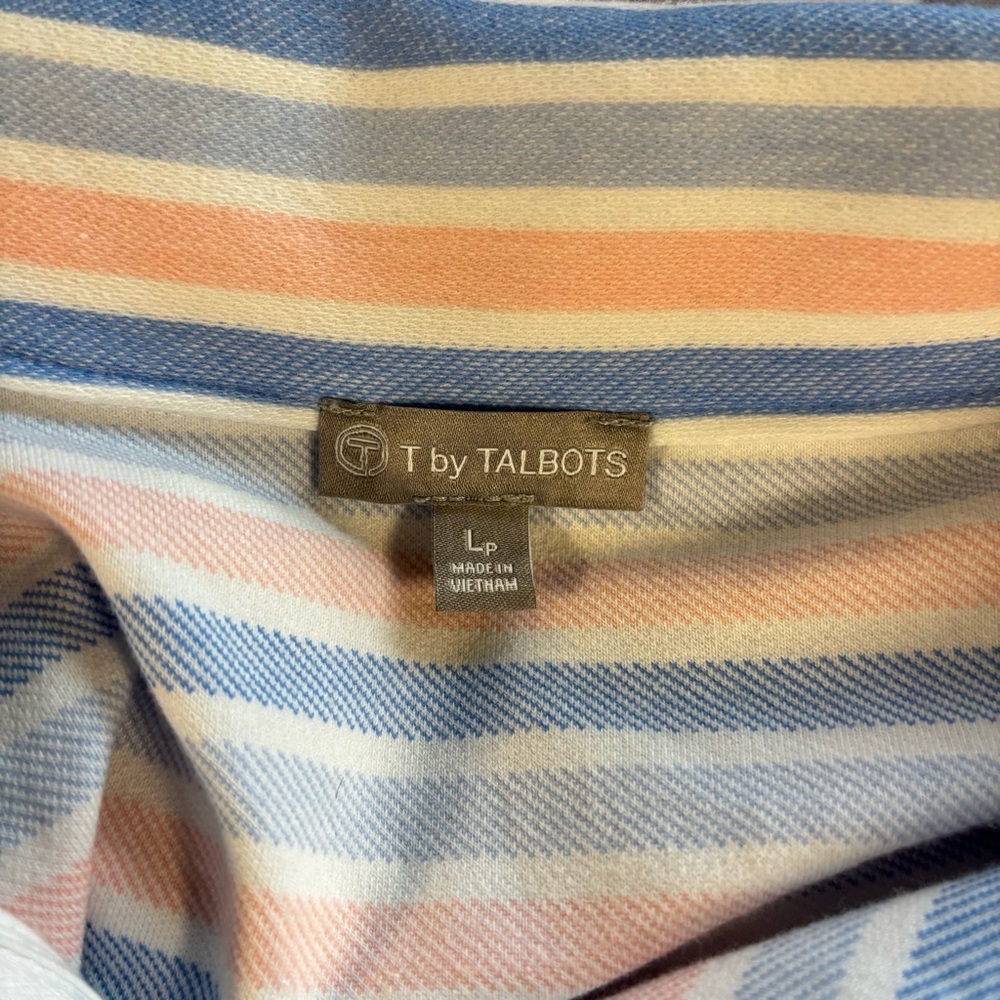 T by Talbots multicolor stripe 1/2 zip up weekend pullover sweater top size LP - Picture 11 of 12